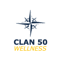 Logo Clan50 Wellness con rosa de los vientos